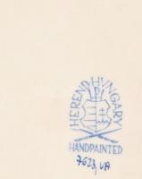 Herendi Viktória mintás lapos tál, kézzel festett, jelzett, minimális kopással, 19x14,5 cm