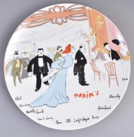 Limoges - Maxim francia porcelán dísz tál. Matricás, jelzett, hibátlan. díszdobozban d: 21 cm