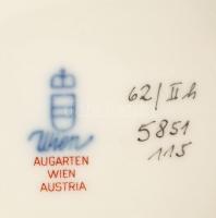 Augarten Wien zöld virágmintás porcelán váza és tál, kézzel festett, jelzett, minimális kopással, m:...