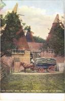 1906 Hop-Picking Oast Houses & hops being taken in for drying, rural life