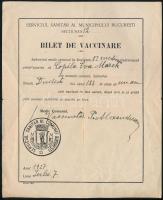 1927 Bukarest, vakcinaoltási igazolás