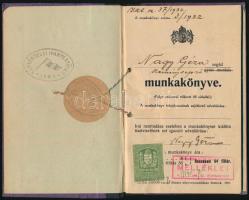 1932 Hatvani kéményseprősegéd munkakönyve, bejegyzésekkel