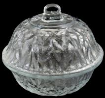 Salgótarjáni üveggyár Üveg bonbonniere eredeti dobozában d: 11 cm Hibátlan