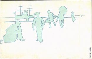 Navy art postcard, mariners. Serie 408. artist signed (fl)
