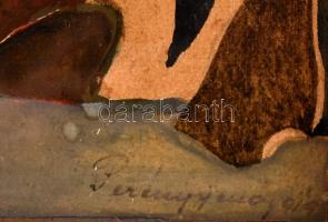 Olvashatatlan jelzéssel: Főúr és leánya. akvarell, papír, üvegezett keretben, 23×17 cm