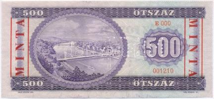1969. 500Ft "E000 001210" sorozat és sorszámmal, piros "MINTA" felülnyomással és...