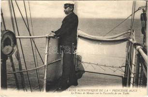 1926 Campagne Scientifique de la Princesse Alice. Le Prince de Monaco sur la Passerelle de son Yacht / Princess Alice, the Prince of Monaco on the Walkway of the Yacht (EK)