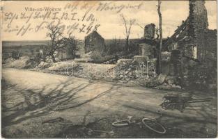 1917 Ville-en-Woevre / WWI German military, town ruins in France (EK)