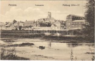 1917 Peronne, Totalansicht. Feldzug 1914-17 / WWI German military, town ruins in France