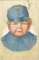 1915 WWI Austro-Hungarian K.u.K. military art postcard, boy in soldier's uniform. A.R. & C....