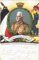 1901 Feldmarschall Graf Waldersee / German military field marshal, flag. Kunstanstalt Allemannia. Art Nouveau, litho (vágott / cut)