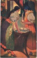 1916 Czech folklore art postcard. Victoria Serie 103-2. s: R. Komínek (EK)