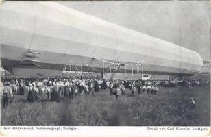Landung bei Echterdingen 5. August 1908. / Zeppelin airship LZ 4. Hans Hildenbrand Hofphotograph. Druck von Carl Ulshöfer (worn corners)