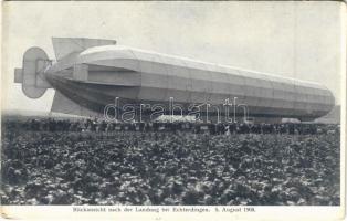 Rückansicht nach der Landung bei Echterdingen 5. August 1908. / Zeppelin airship LZ 4. Hans Hildenbrand Hofphotograph (worn corners)