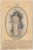 1901 Lady art postcard. Meissner & Buch 12 Photo-Aquarell-Postkarten Serie 1116. Allerlei Kurzweil (EM)