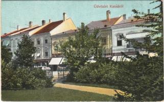 Kassa, Kosice; Quirsfeld János üzlete. 3-részes panorámalap egyik lapja / shops. panoramacard tile (b)