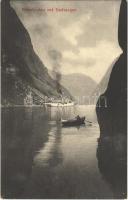 Gudwangen, Naerofjorden / Naeroyfjord / boat, steamship