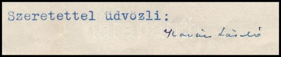 1935 Kovács László, (1892-1963) író, szerkesztő, kritikus. autográf aláírással ellátott levele Vass ...