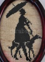 3 + 2 db árnykép gobelin üvegezett keretben. 10-24 cm