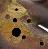 Jelzés nélkül. Tálat/földgömböt tartó Atlasz. Bronz szobor. 15 cm Alján és tetején fúrt csavarmenett...