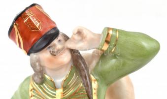 Herendi sárkányölő huszár, kézzel festett, jelzett, sérült: sapkája hiányos 20 cm