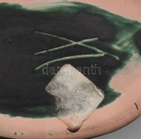 Tófej kerámia iparművész sün figura 15 cm + Füles 
 díszváza. Jelzés nélkül. m: 15 cm Hibátlan