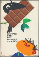 Szerencsi Boci, Tibi minőségi csokoládé villamosplakát, gr.: Szilas Gy., 23,5×16,5 cm