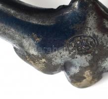 Osztrák szecessziós stílusú, gyümölcsös ón tál, XIX. sz. közepe. Jelzett, kopásnyomokkal, 31x23 cm