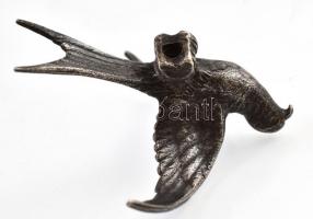 Ezüst (Ag) papagáj, jelzés nélkül, 6,5x6 cm, nettó: 29,4 g