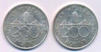 1992. 200Ft Ag "MNB" (2x) T:1-,2 patina Adamo F13