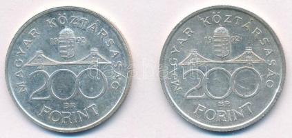 1992. 200Ft Ag "MNB" (2x) T:1-,2 patina Adamo F13