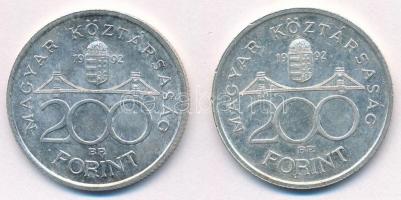 1992. 200Ft Ag "MNB" (2x) T:1-,2 patina Adamo F13