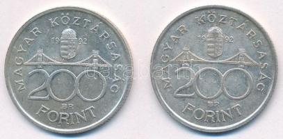1992. 200Ft Ag "MNB" (2x) T:1-,2 patina Adamo F13