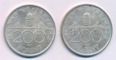 1993. 200Ft Ag "MNB" (2x) T:2 patina Adamo F13