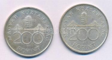 1993. 200Ft Ag "MNB" (2x) T:2 patina Adamo F13