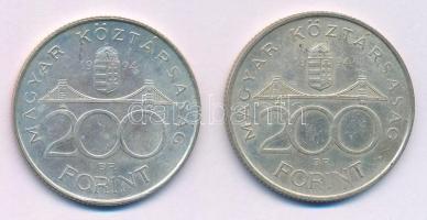 1994. 200Ft Ag "Deák" (2x) T:2 patina Adamo F13.1
