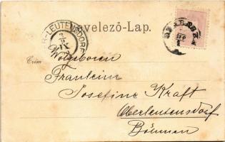 1899 Szabadka, Subotica; Kossuth utca bejárata, villamos. Wilheim Samu kiadása / street view, tram (...