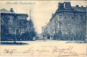 1899 Szabadka, Subotica; Kossuth Lajos utca, villamos. Heumann Mór kiadása / street view, tram (fl)