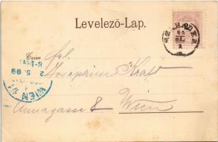 1899 Szabadka, Subotica; Kossuth Lajos utca, villamos. Heumann Mór kiadása / street view, tram (fl)