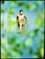 Színes felvételek a meztelenségről, 4 db vintage NEGATÍV, különféle időpontokból, 6x4,5 cm