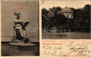 1901 Kismarton, Eisenstadt; Leopoldina templom és szobor / Leopoldinentempel im fürstl. Stadtpark, Statue der Prinzessin Leopoldine Esterházy / temple and statue (EK)