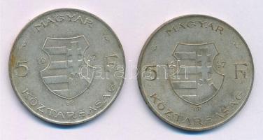 1947. 5Ft Ag "Kossuth" (2x) T:3 patina Adamo F8.1