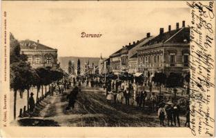 1902 Daruvár, Daruvar; utca, L. J. Jovanovic üzlete. F. Cimic kiadása / street view, shops (EK)