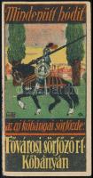 cca 1910 Bér Dezső (1875.-1924): Mindenütt hódít az uj kőbányai sörfőzde, Fővárosi Sörfőző Rt. Kőbányán, litografált számolócédula, Bp., Weiss L. és F., jelzett, hajtásnyommal, a szélén egészen apró szakadásokkal, 12,5x6,5 cm