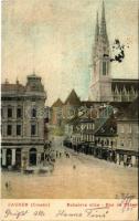 1905 Zagreb, Zágráb, Agram; Bakaceva ulica / Rue de Bakac / street view, church, shops of Josip. B. Deutsch, Lehner, etc. (EK)