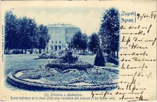 1899 Zagreb, Zágráb, Agram; Dio Zrinjevca s akademijom / park, academy (EK)