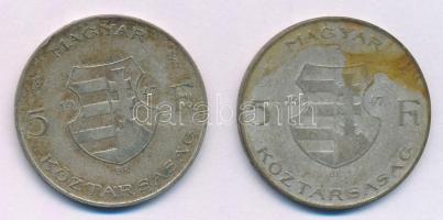 1947. 5Ft Ag "Kossuth" (2x) T:3 patina Adamo F8.1
