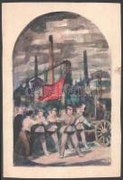 Legéndy József (1927-2007): 7 db történelmi témájú kompozíció vázlat. Akvarell, ceruza, papír. 28x18...