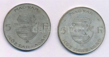 1947. 5Ft Ag "Kossuth" (2x) T:3 patina Adamo F8.1