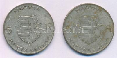 1947. 5Ft Ag "Kossuth" (2x) T:3 patina Adamo F8.1